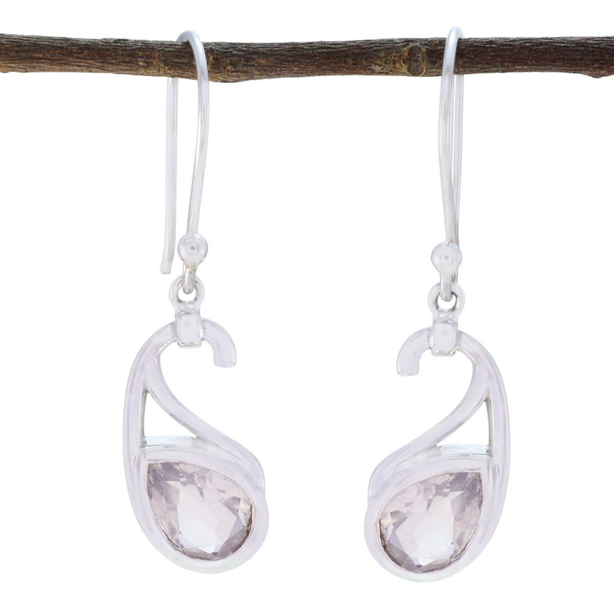 Olivia Pink Solitaire Dangle Earrings for Everyday Glam Rose Quartz Pink Dangle