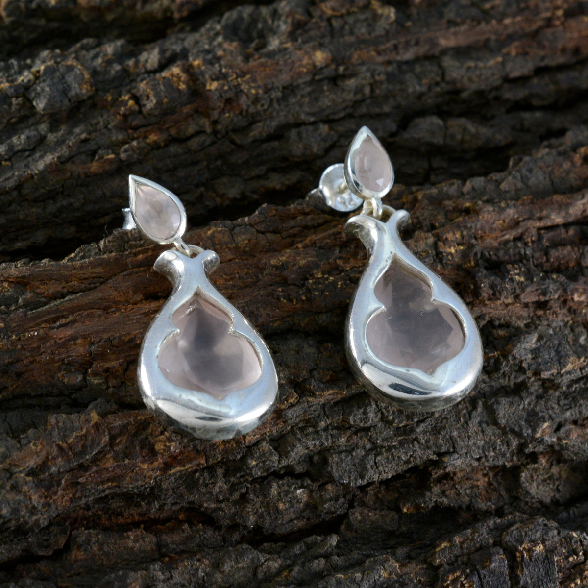 Isabella Pink Toi et Moi Earrings in Silver