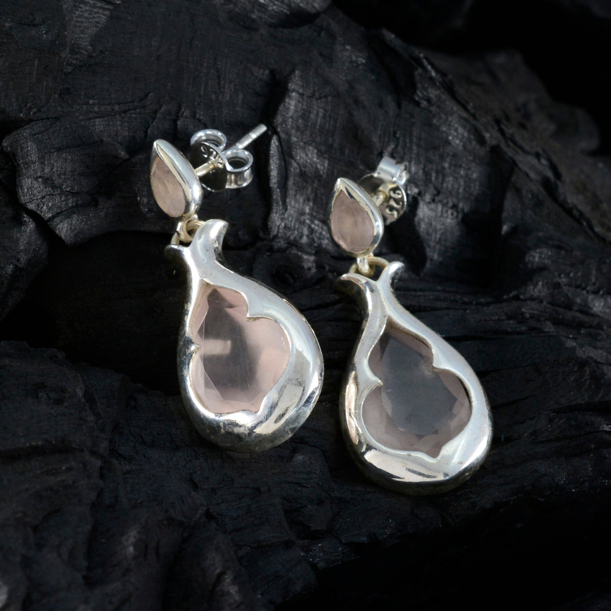 Isabella Pink Toi et Moi Earrings in Silver