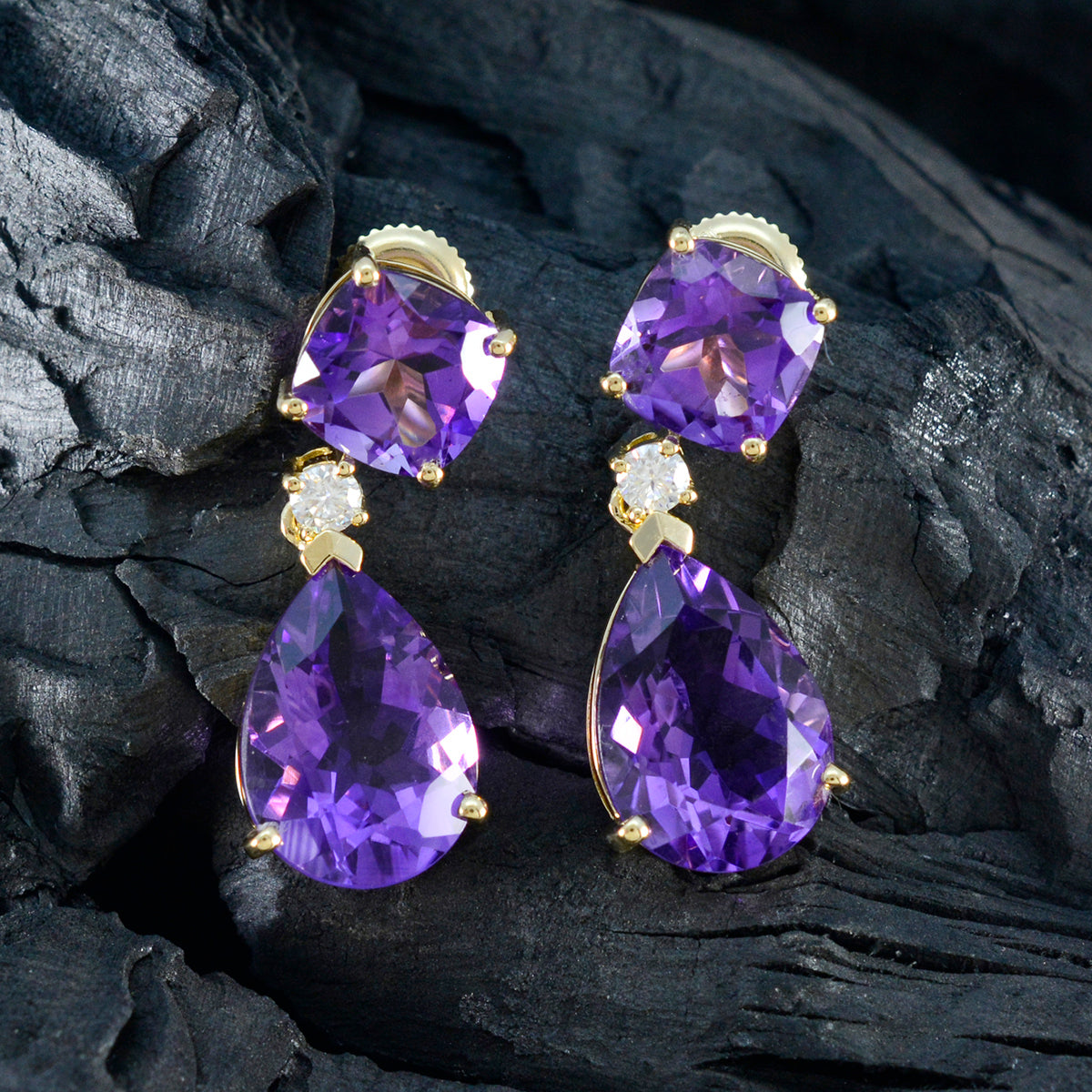 Riley Purple Dangle Earrings with Stunning Gemstones