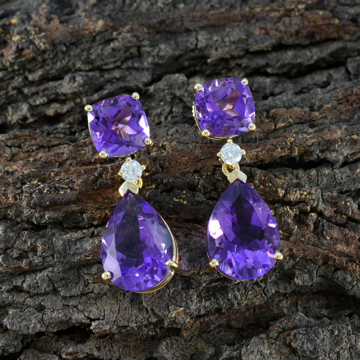 Riley Purple Dangle Earrings with Stunning Gemstones