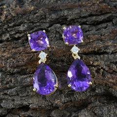 Riley Purple Dangle Earrings with Stunning Gemstones