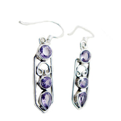 Natalia Purple Dangle Earrings with Gemstone Accents Amethyst Purple Dangle