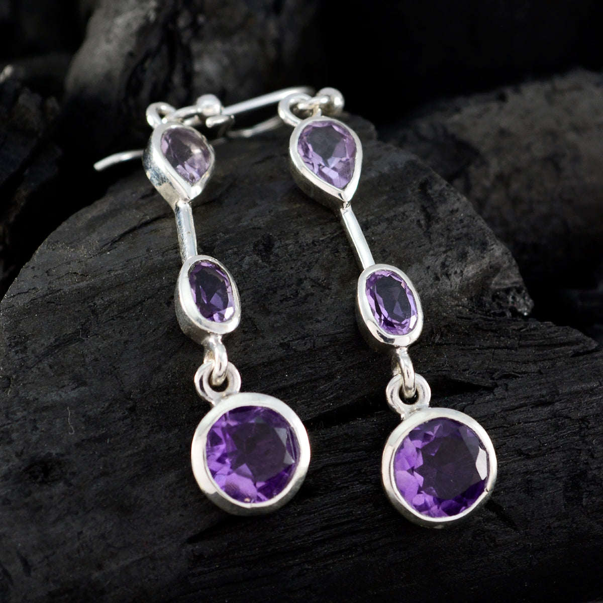 Hazel Purple Gemstone Dangle Earrings for Glam Looks