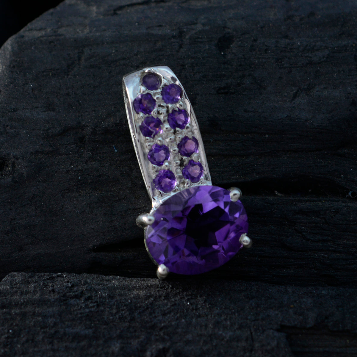 Tereza Purple Gemstone Pendant with Sparkling Accents