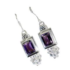 Hanna Purple Solitaire Dangle Earrings for Glam Look