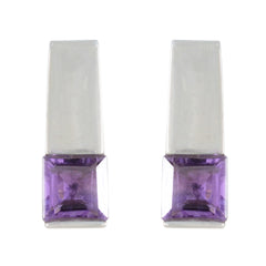 Katarina Purple Solitaire Earrings India for Glam Looks Amethyst Purple Stud