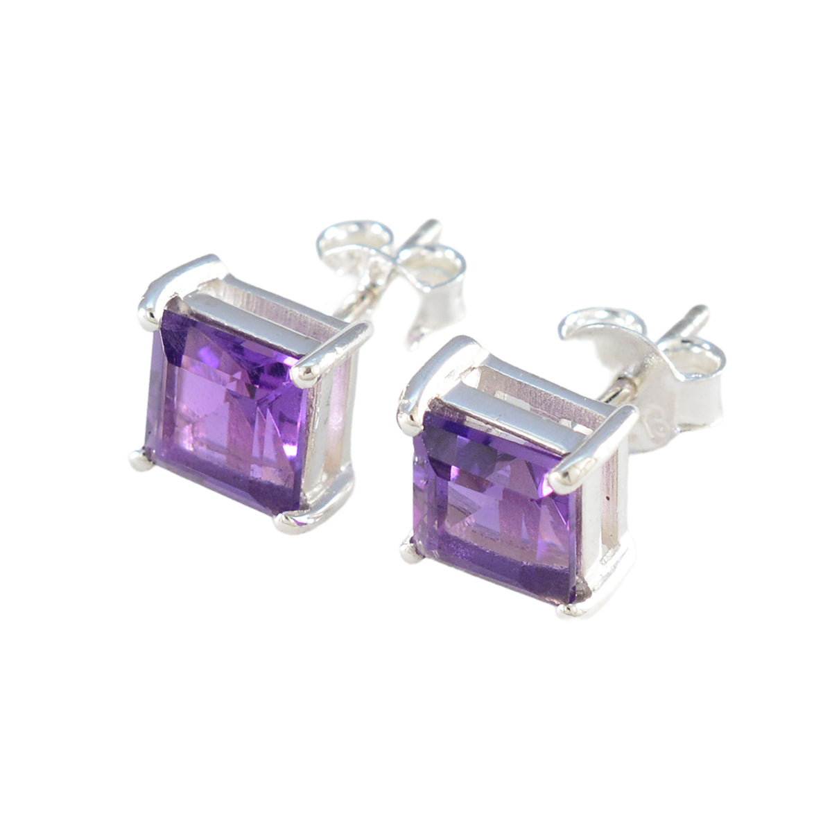 Aiko Purple Solitaire Stud Earrings for Everyday Glam