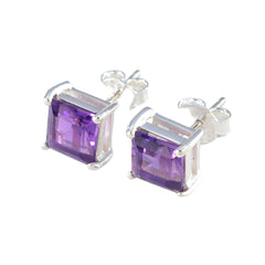 Aiko Purple Solitaire Stud Earrings for Everyday Glam