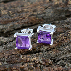 Aiko Purple Solitaire Stud Earrings for Everyday Glam