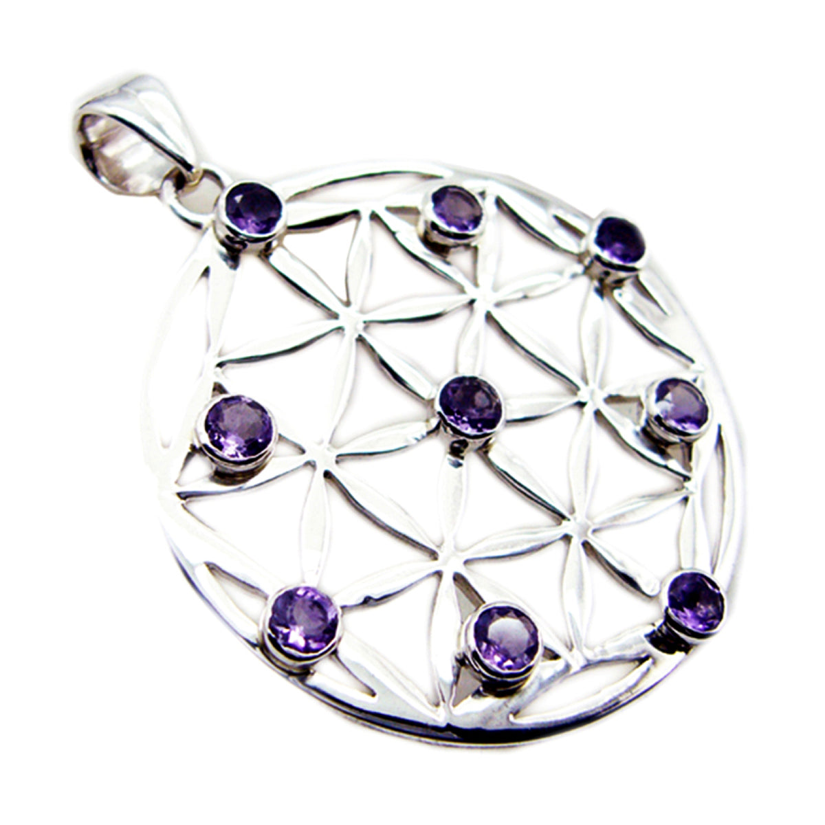 Evelyn Purple Vintage Statement Pendant with Gemstone Accents Amethyst Purple Purple