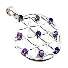 Evelyn Purple Vintage Statement Pendant with Gemstone Accents Amethyst Purple Purple