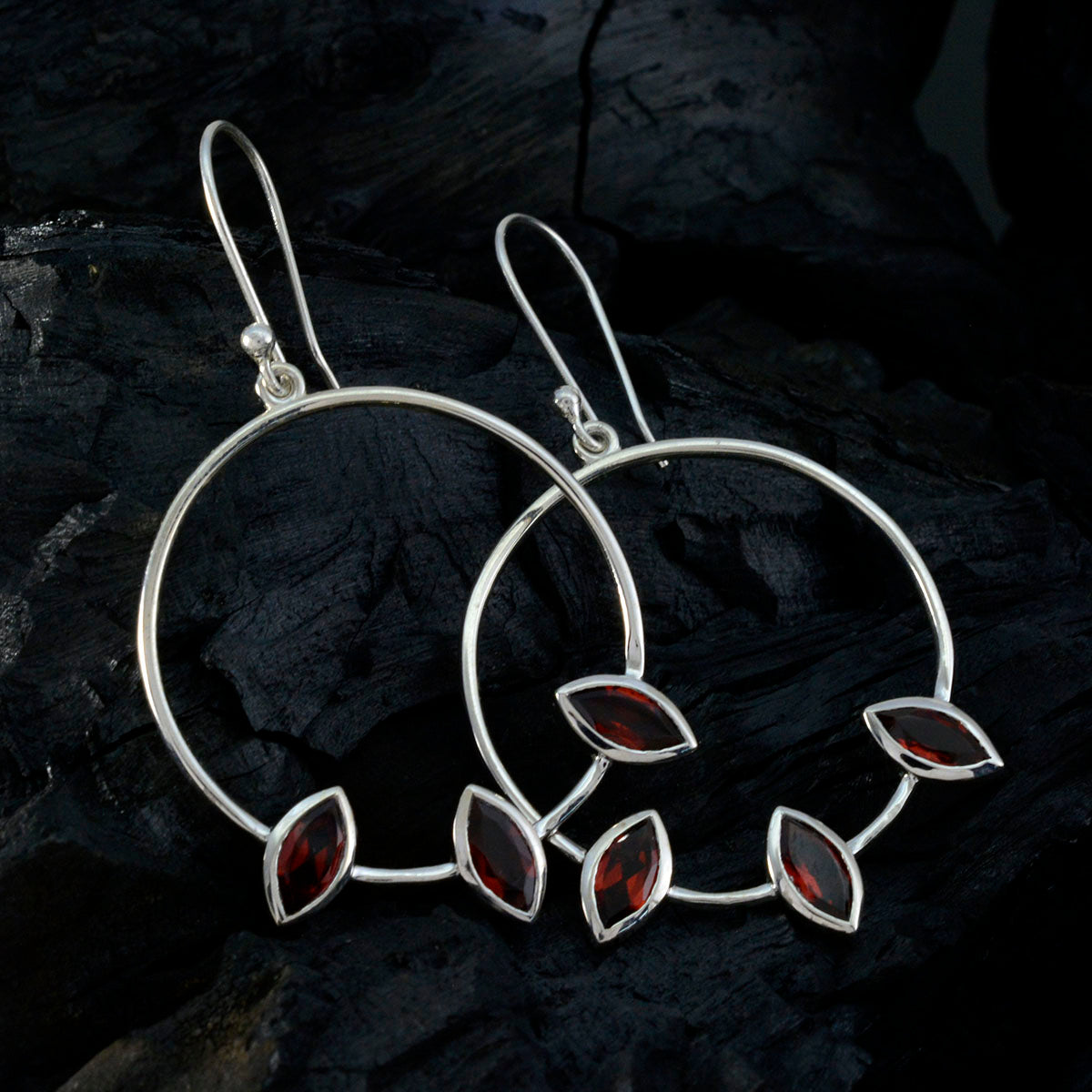Lily Red Dangle Earrings India - Elegant Gemstone Style