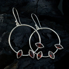 Lily Red Dangle Earrings India - Elegant Gemstone Style