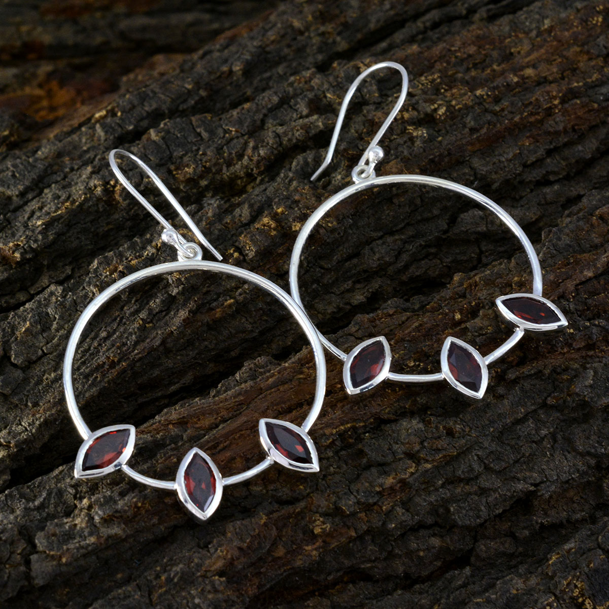Lily Red Dangle Earrings India - Elegant Gemstone Style