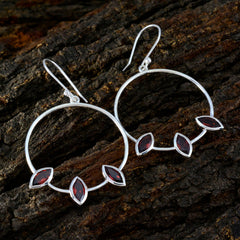 Lily Red Dangle Earrings India - Elegant Gemstone Style