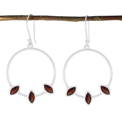 Lily Red Dangle Earrings India - Elegant Gemstone Style Garnet Red Dangle