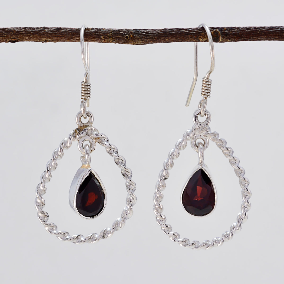 Isabelle Red Dangle Earrings with Gemstone Drop
