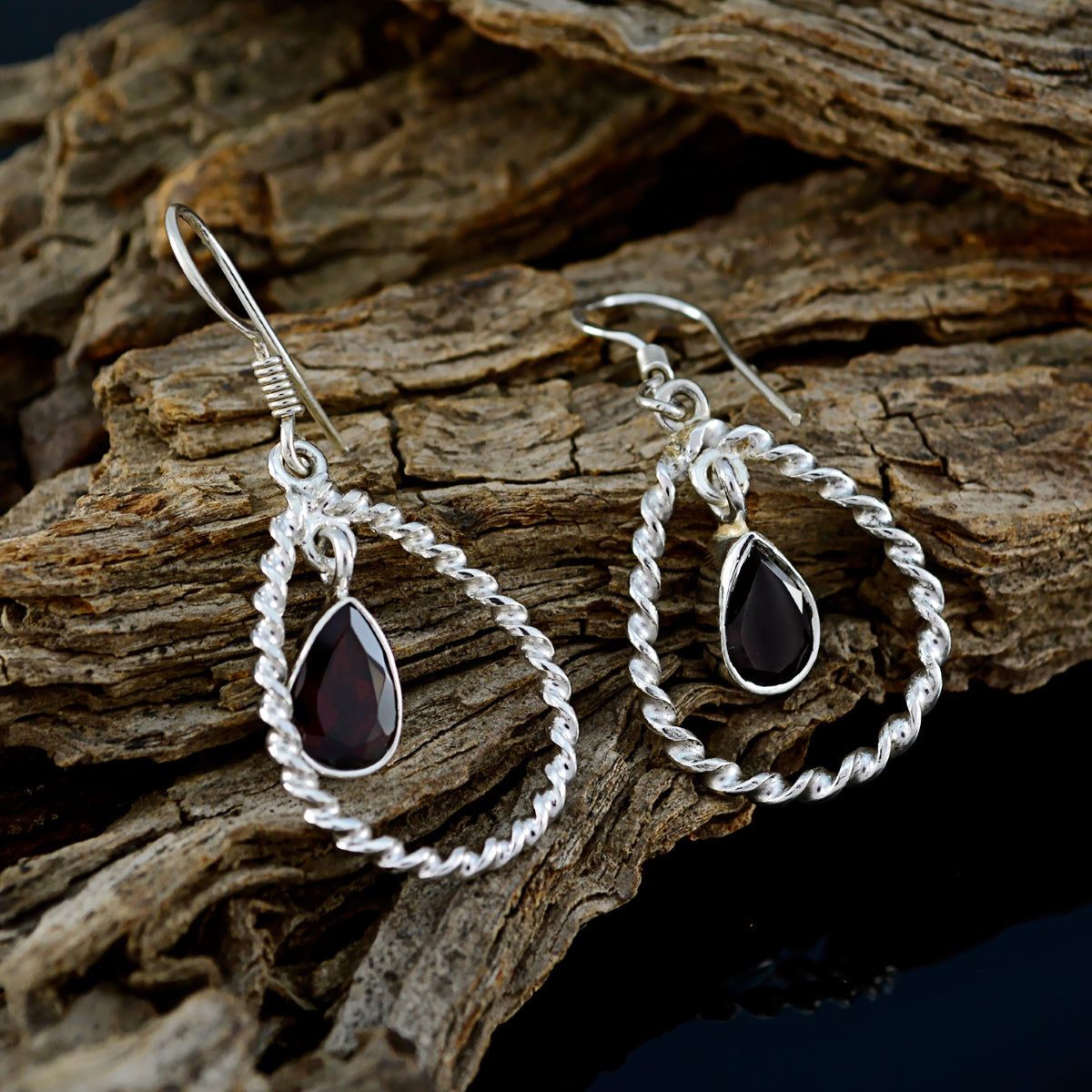Isabelle Red Dangle Earrings with Gemstone Drop