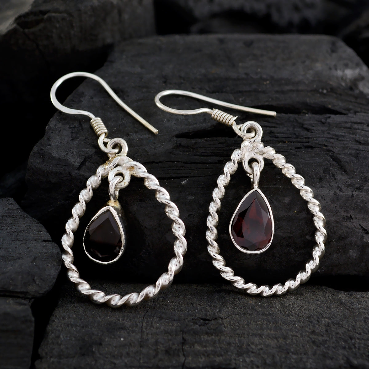 Isabelle Red Dangle Earrings with Gemstone Drop