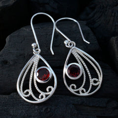 Yasmine Red Dangle Earrings with Glamorous Gemstones