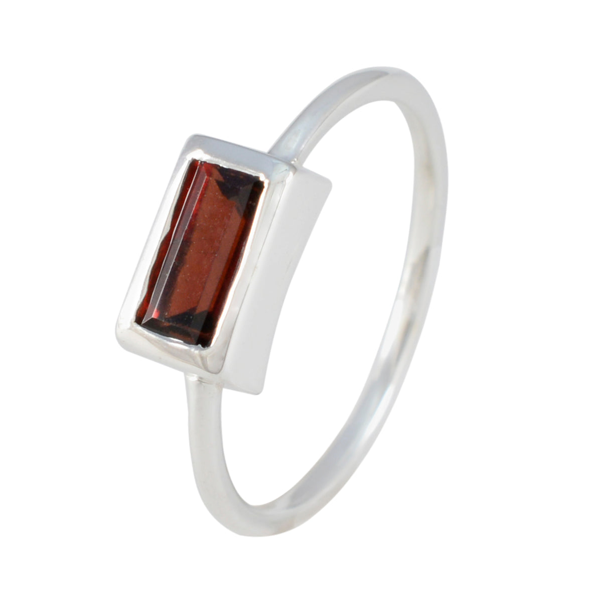 Meera Red Solitaire Ring for Women in Silver
