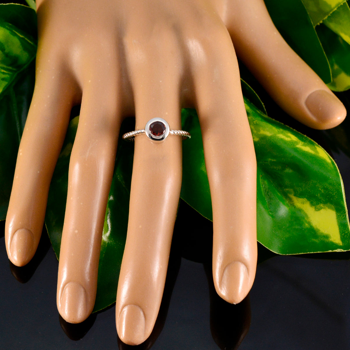 Saanvi Red Solitaire Ring for Women with Twisted Band