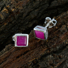Ana Red Solitaire Stud Earrings for Everyday Glam