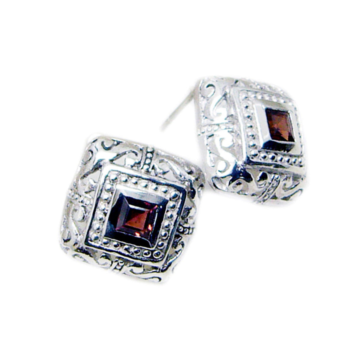Dayana Red Solitaire Stud Earrings for Everyday Glam