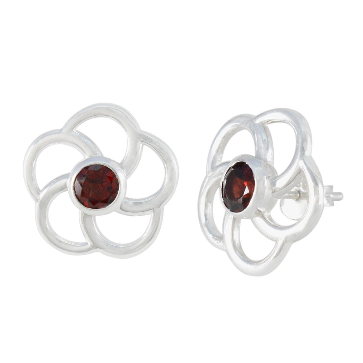 Mila Red Solitaire Stud Earrings for Everyday Glam