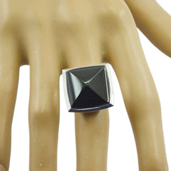 Maria Retro Black Solitaire Ring with Bold Design