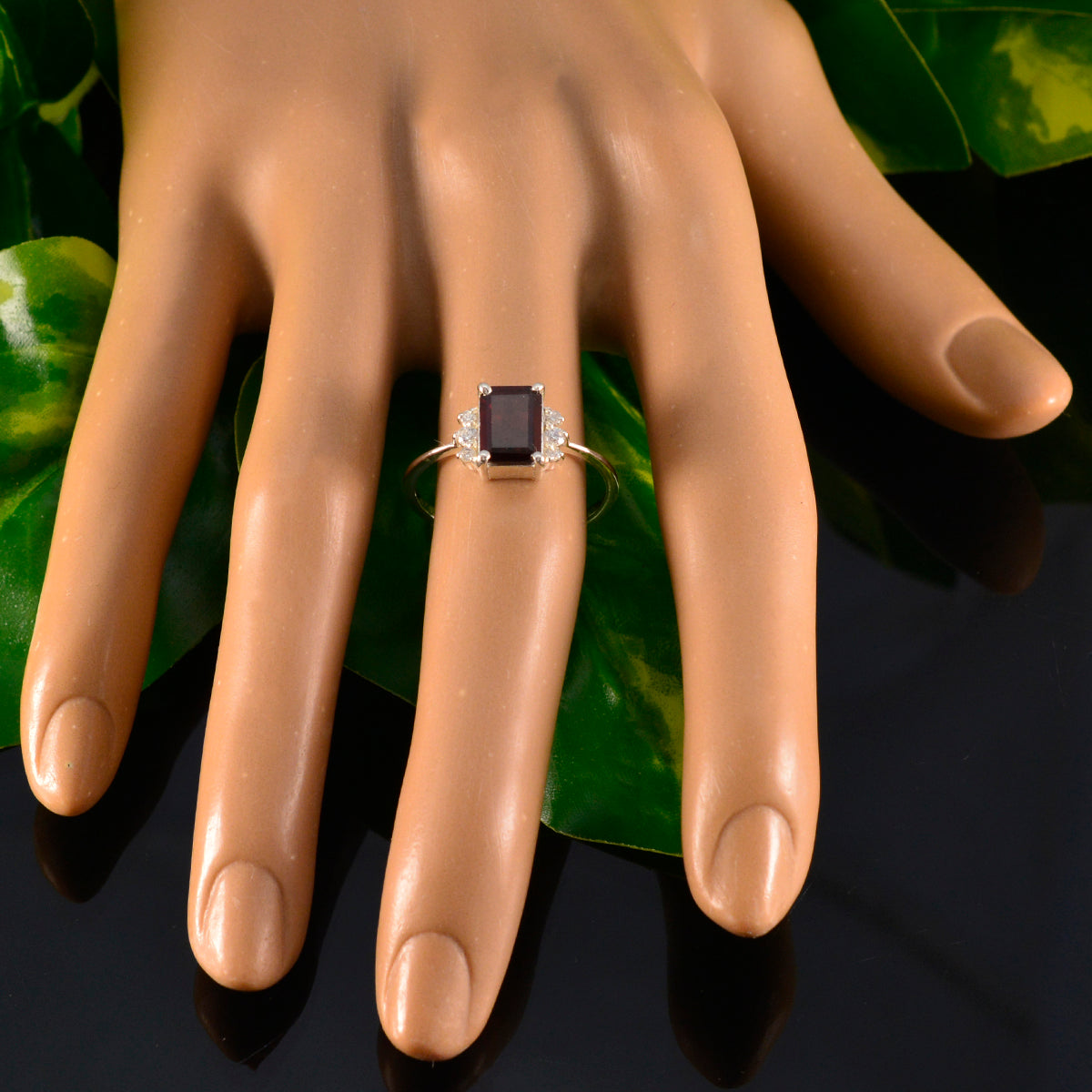 Nova Abstract Red Gemstone Ring with Sparkling Accents