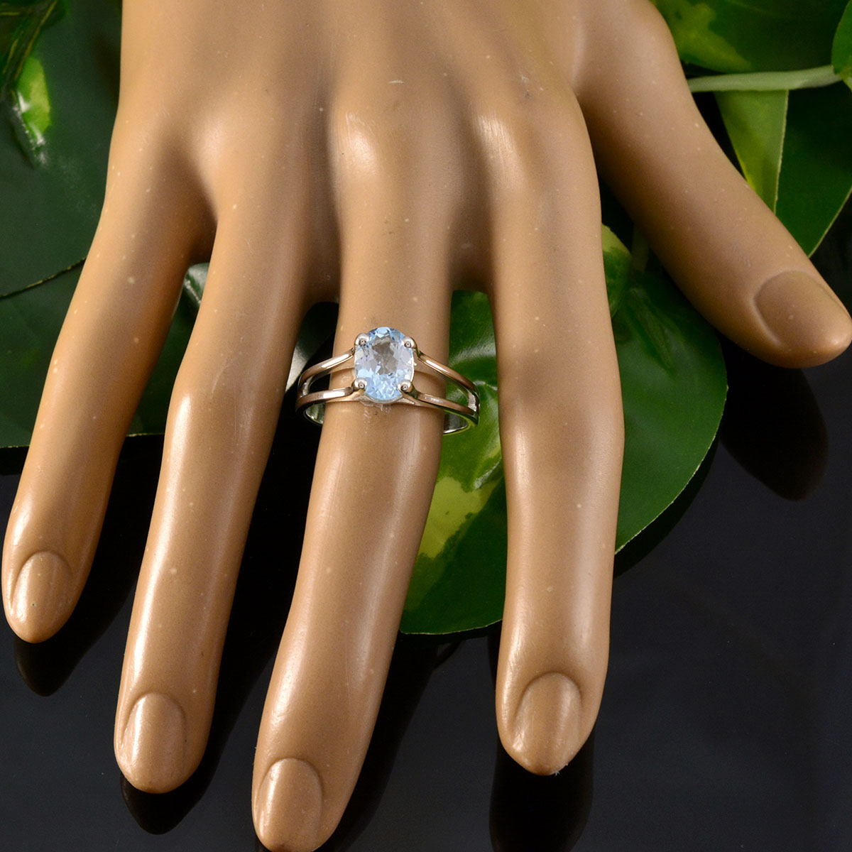Anna Blue Solitaire Ring Sterling Silver Gemstone