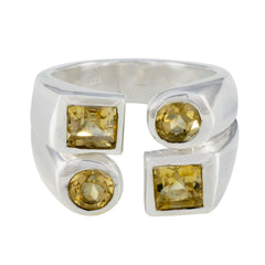 Nella sterling silver ring with four faceted yellow gems modern open band antique yellow gemstone ring
