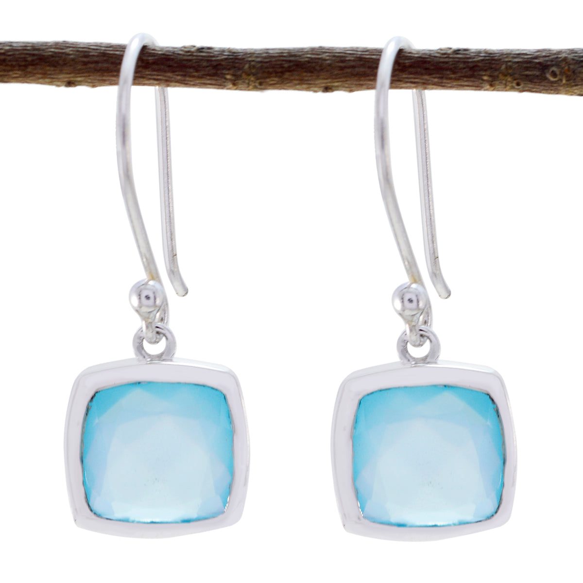 Tereza Aqua Dangle Earrings for Everyday Chic Aqua Chalcedony Green Dangle