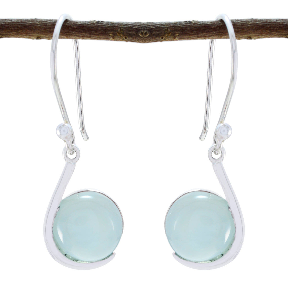 Sarah Aqua Solitaire Dangle Earrings for Any Occasion Aqua Chalcedony Green Dangle