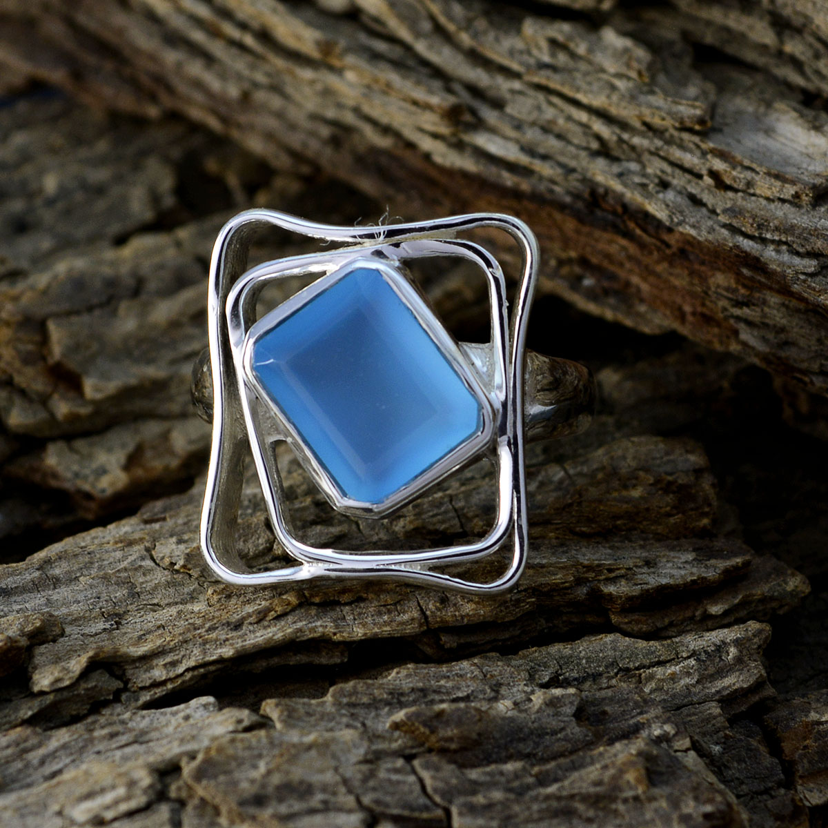 Agustina Signet Aqua Solitaire Ring