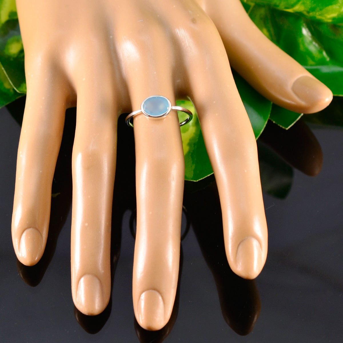 Sakura Graceful Aqua Solitaire Ring