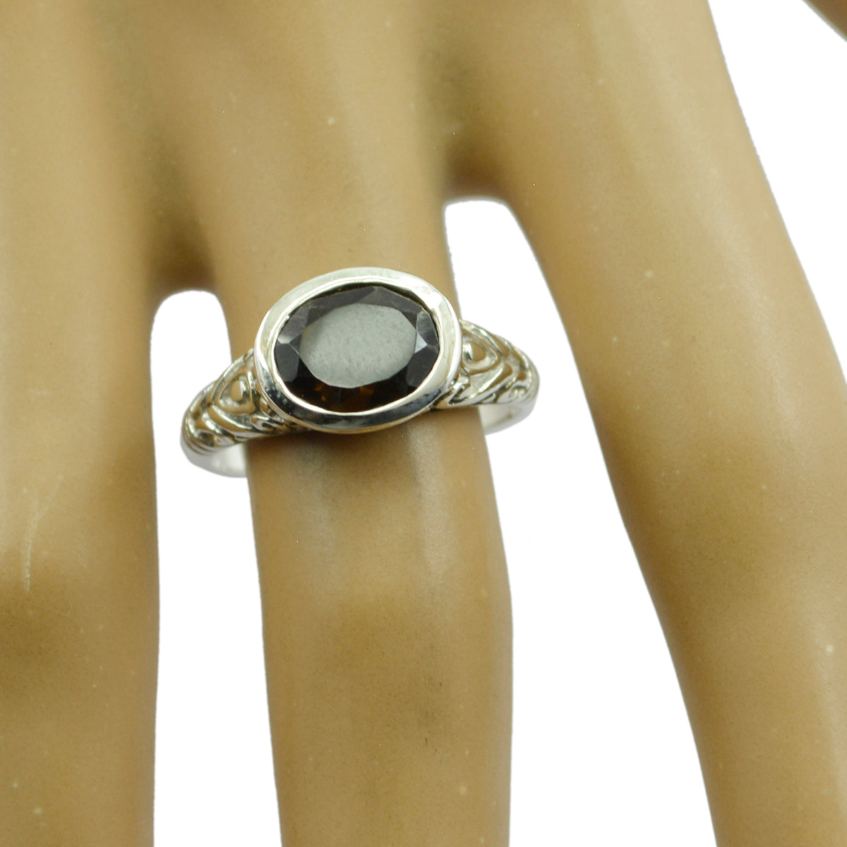 Renata Art Deco Red Solitaire Ring with Vintage Design
