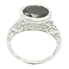 Renata Art Deco Red Solitaire Ring with Vintage Design Garnet Red