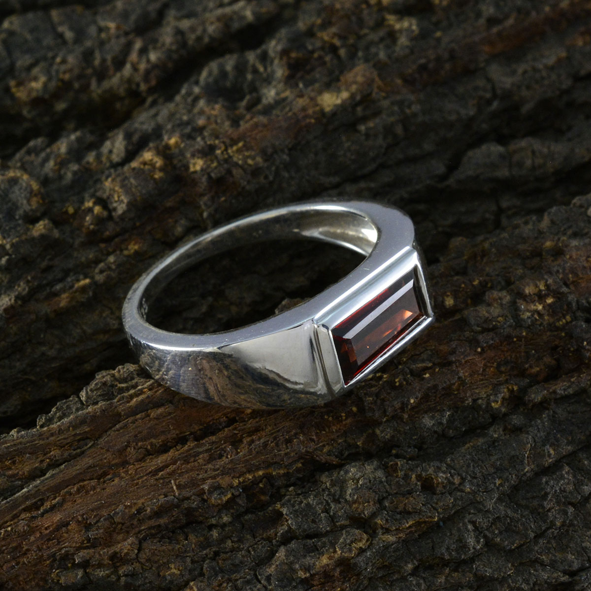 Elena Artisan Red Gemstone Ring in Sterling Silver