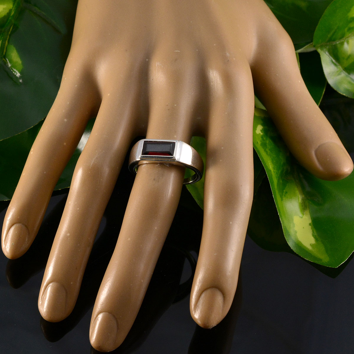 Elena Artisan Red Gemstone Ring in Sterling Silver