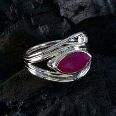Riya artisan red toi et moi ring with marquise ruby center set in polished sterling silver split band