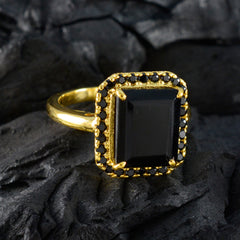 Ayesha Elegant Black Halo Ring for Women in Gold