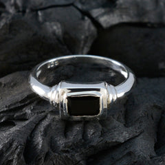Kristine Black Solitaire Ring for Women in Silver