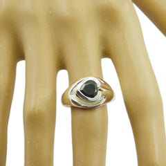 Angel Black Solitaire Ring with Silver Band