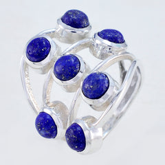 Andrea silver ring featuring multiple blue gemstone statement ring accents with polished finish