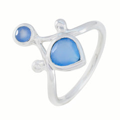 Riley blue gemstone toi et moi ring with unique silver setting and two blue stones