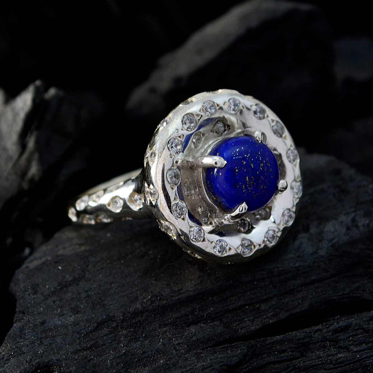 Ivana Blue Halo Ring for Women with Gemstone Glow