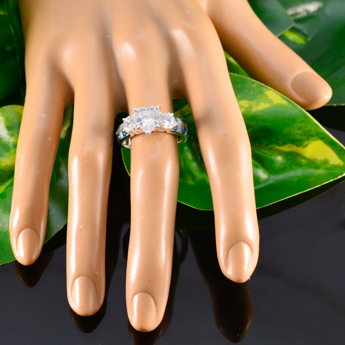 Aisha Blue Halo Ring for Women with Heart Gemstone